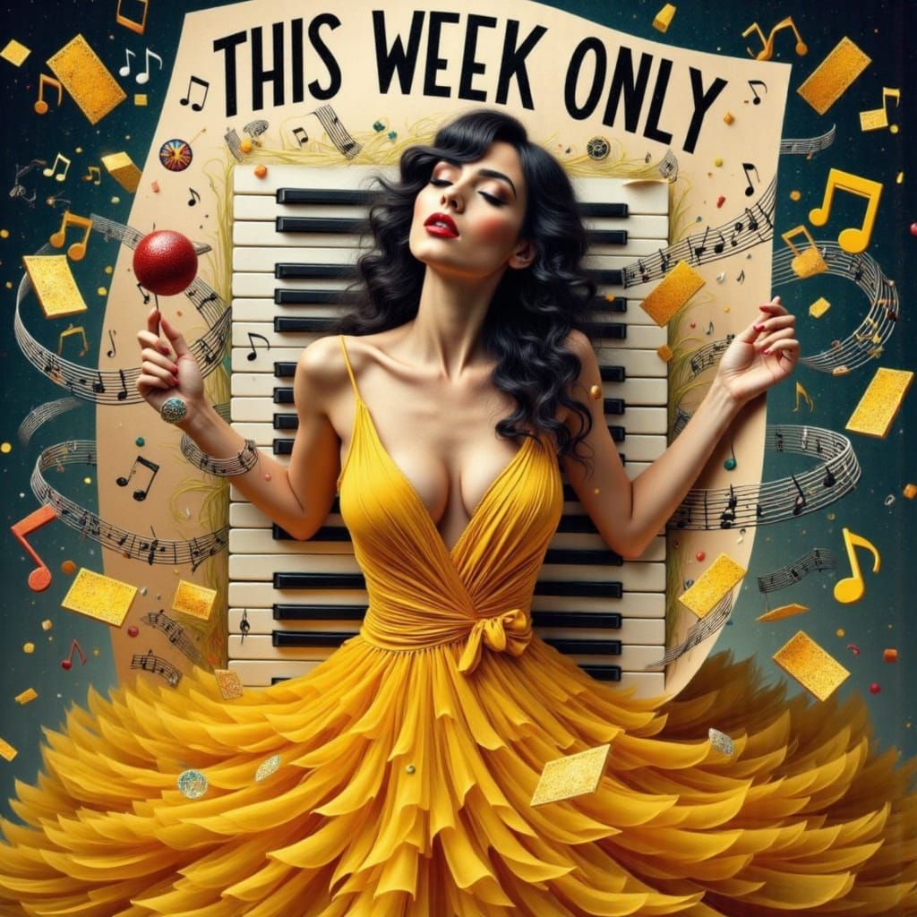 Singer Emerges From Playing Card in Layered Art