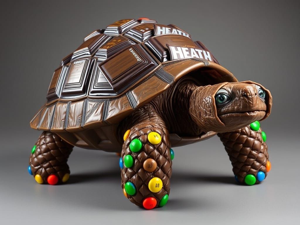 Giant Tortoise Made of Candy in Hyperrealistic Style