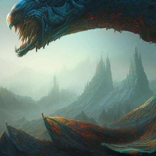 Fantastical Eel in Detailed Matte Painting