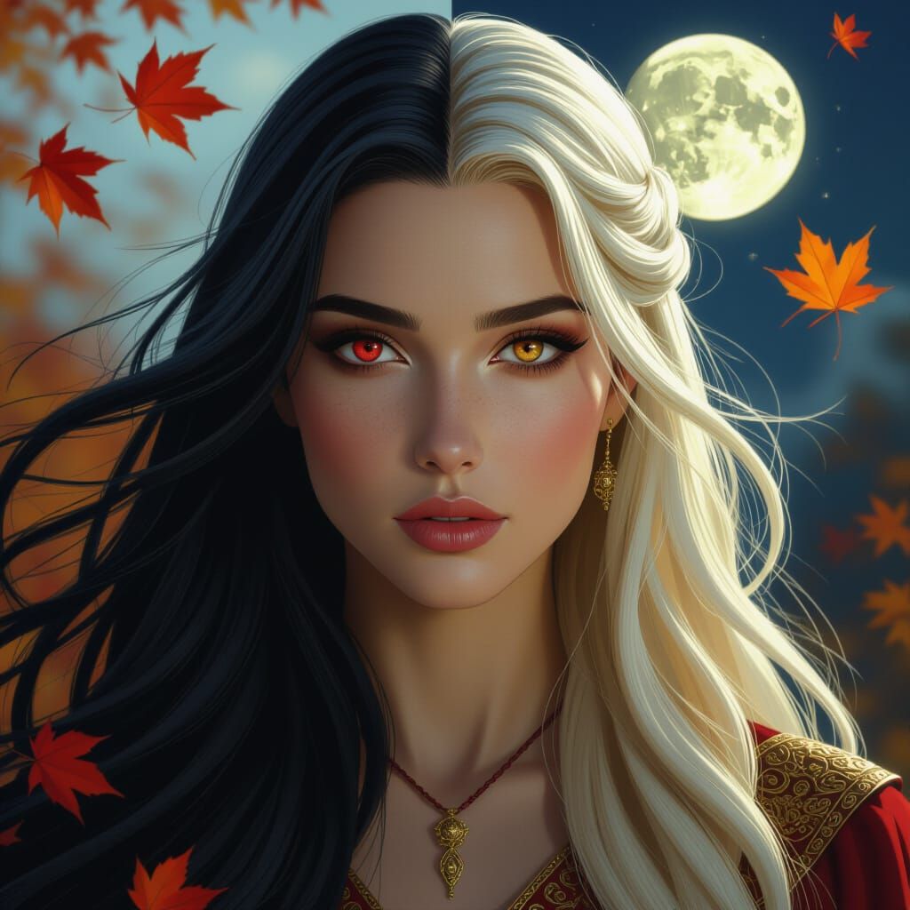 Goddess Diptych with Black and Blonde Hair