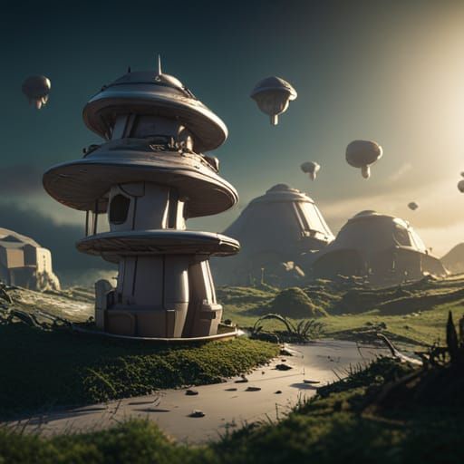 Post-Apocalyptic Super Mario Mushroom Kingdom in Sci-Fi Styl...
