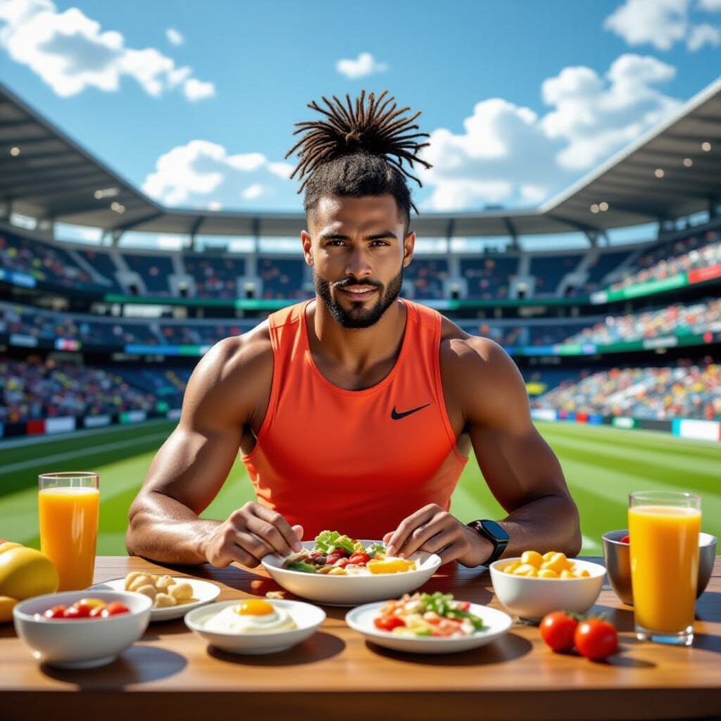 Athlete's Nutrition in Dynamic Digital Art Style