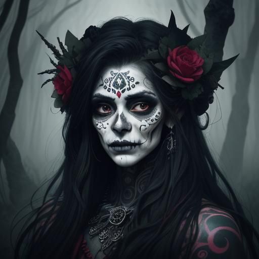 Vampire in Forest: Carne Griffiths Style Watercolor