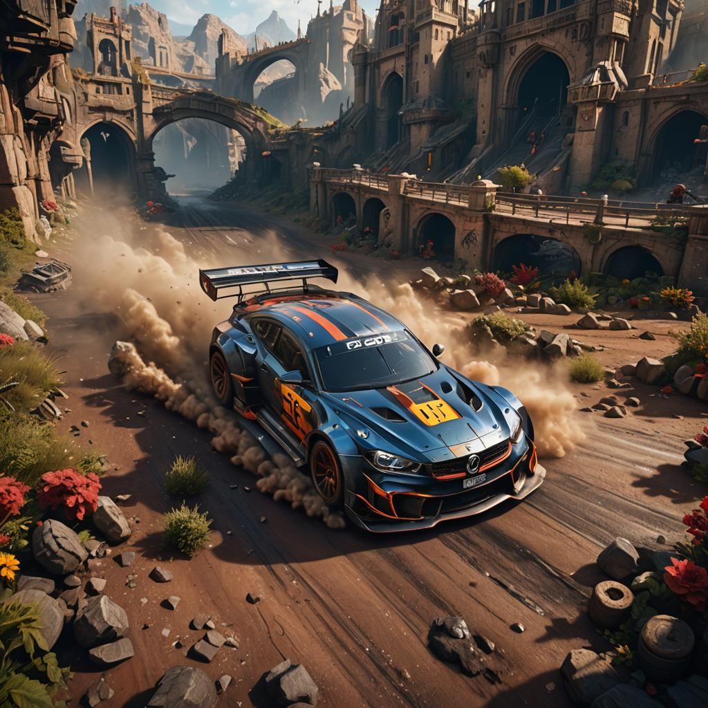 Detailed Motorsports Matte Painting in Deep Color