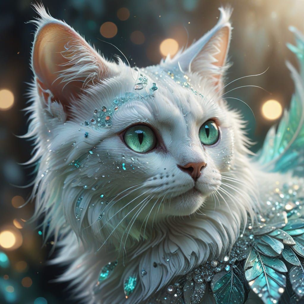 Surreal Hybrid Demoness Cat in Vibrant Oil Painting