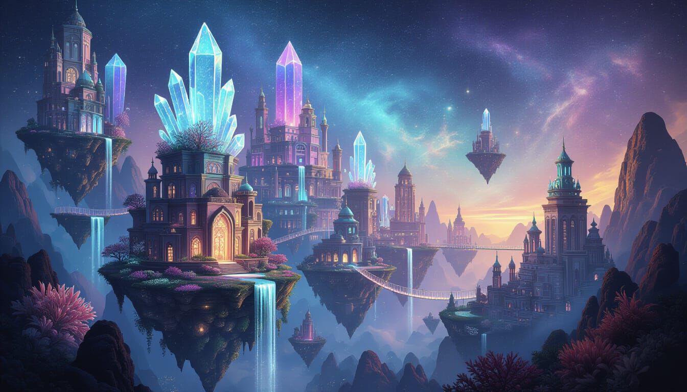 Fantastical Coral Cityscape in Cosmic Nebula