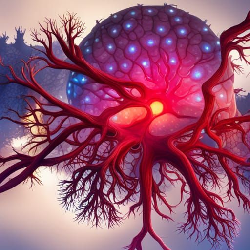 Detailed Neurons in Brain as Matte Painting