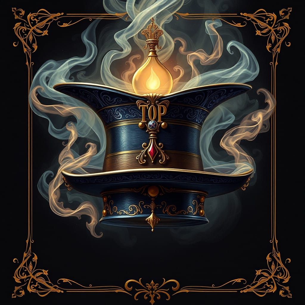 Fantasy Top Hat Magic Card in Realistic Art Style