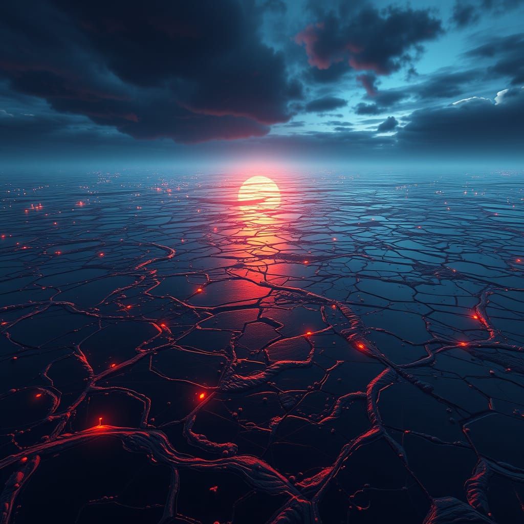 Midnight Oil Landscape in AAA Game Cinematic Style