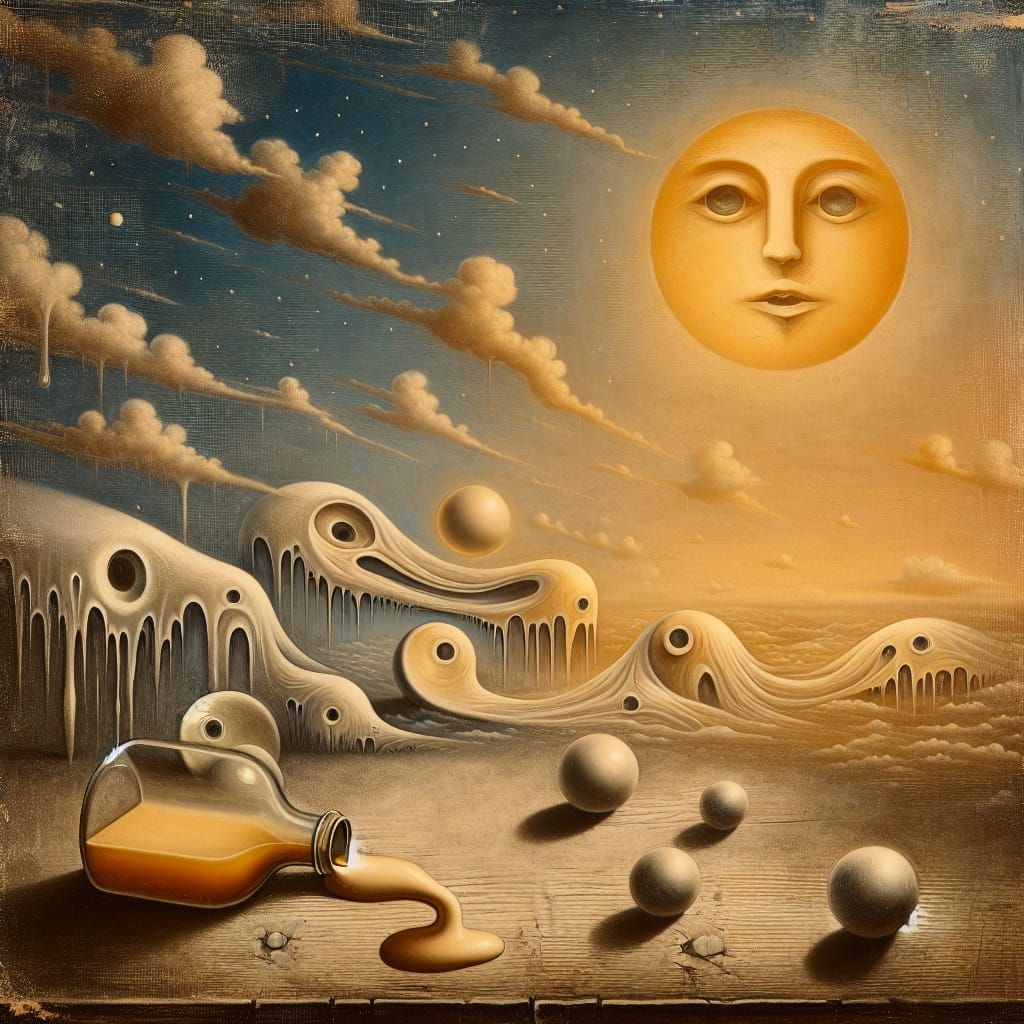 Surreal Meltdown: An Oil Painting Homage