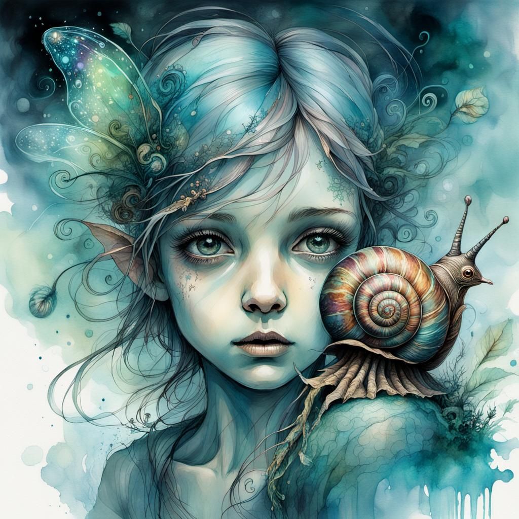 Fairy's Surprise: Giant Snail in Dark Fantasy