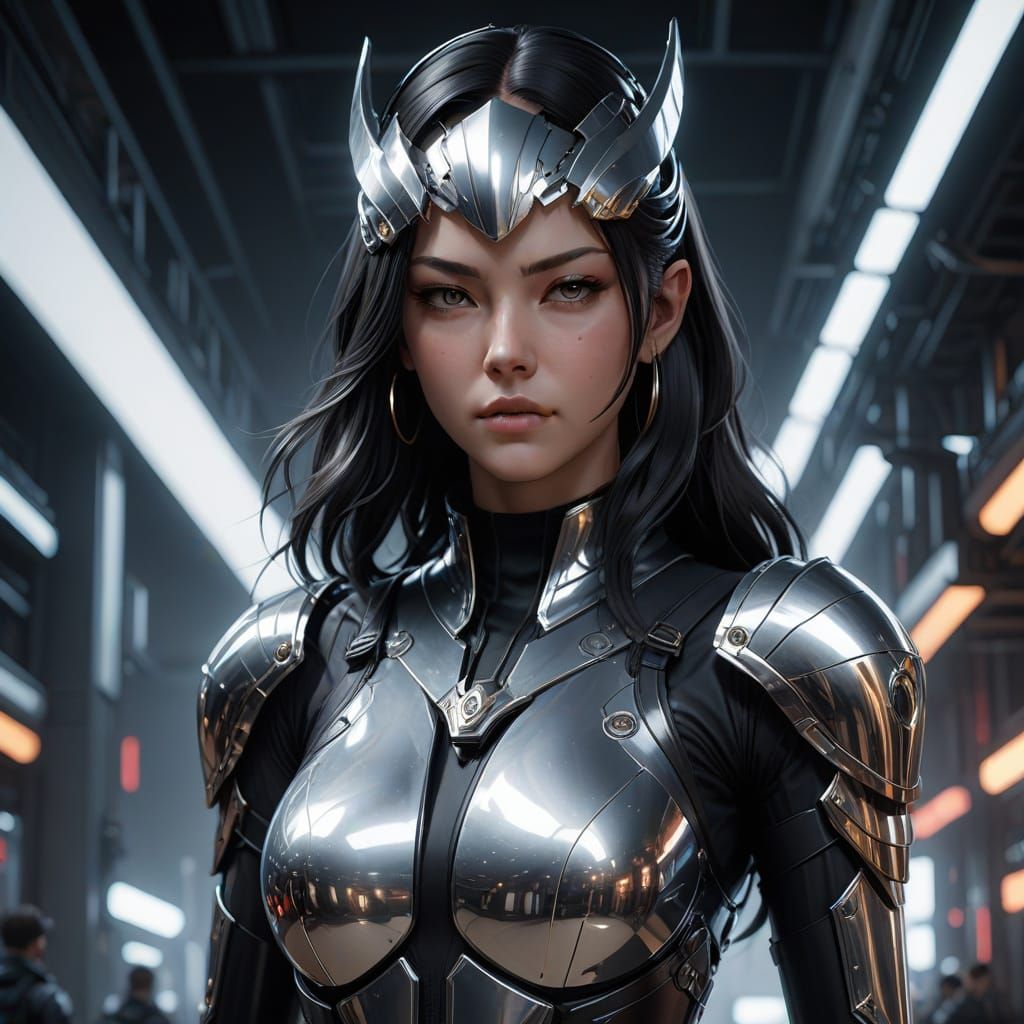 Elegant Digital Art in High-Contrast Futuristic Style