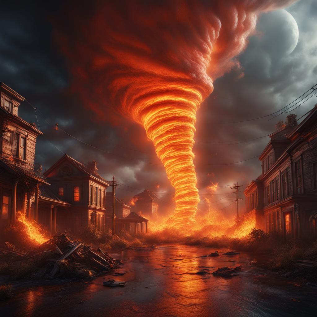 Fiery Tornado in Detailed Digital Painting