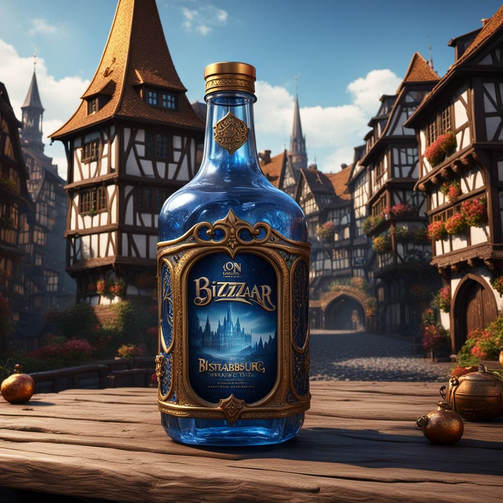 Mystical Bottle in Strasbourg, Hyperrealistic 3D Render