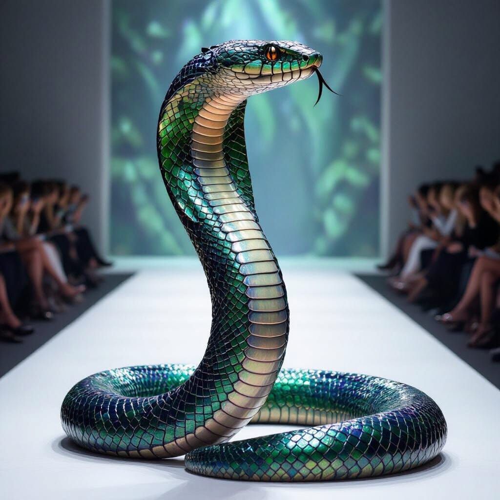 Iridescent Cobra with Beaded Bodice in High-Fashion Lighting