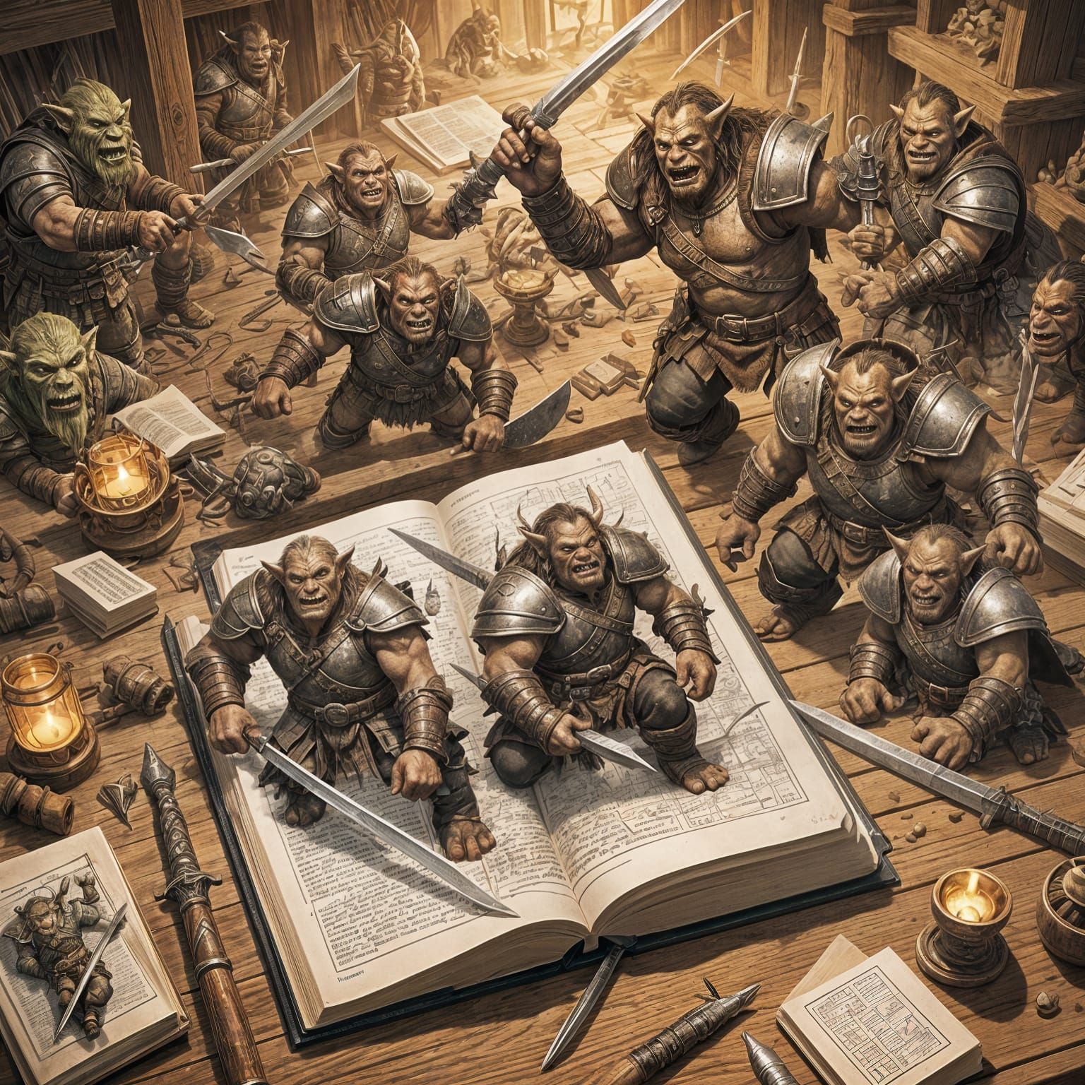 Orcs in Battle: A Sketchbook Fantasy Scene