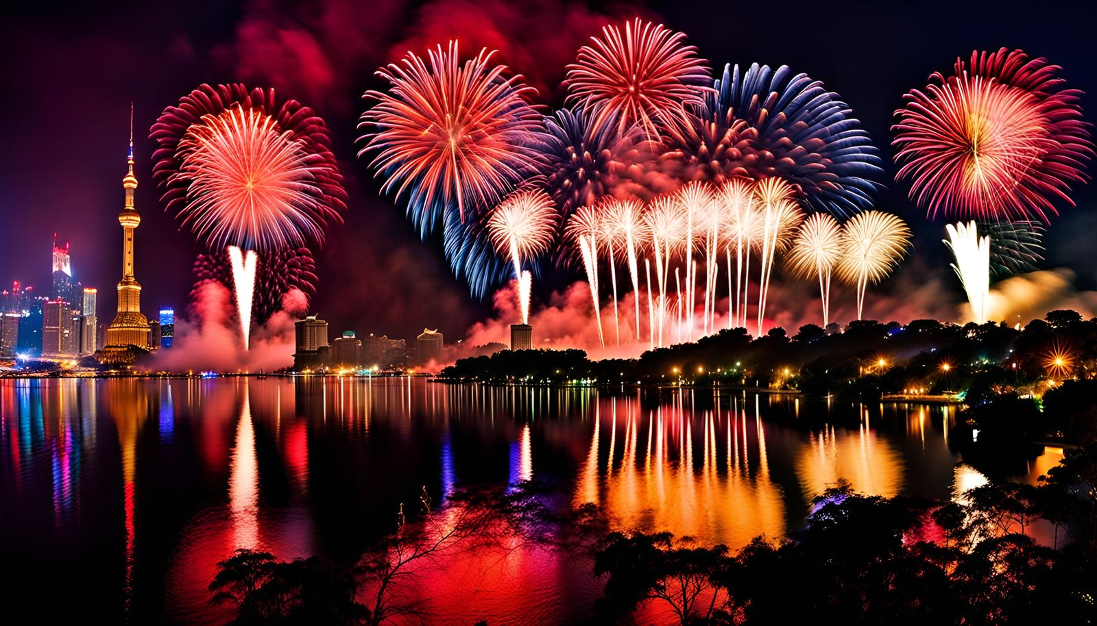 Spectacular New Year Fireworks Display in Graffiti Style