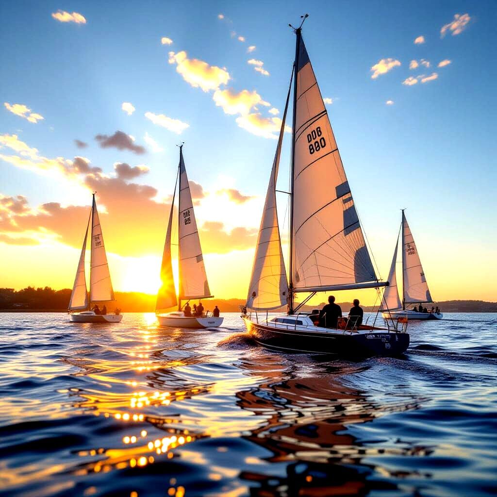 Photorealistic Sailing Regatta at Sea