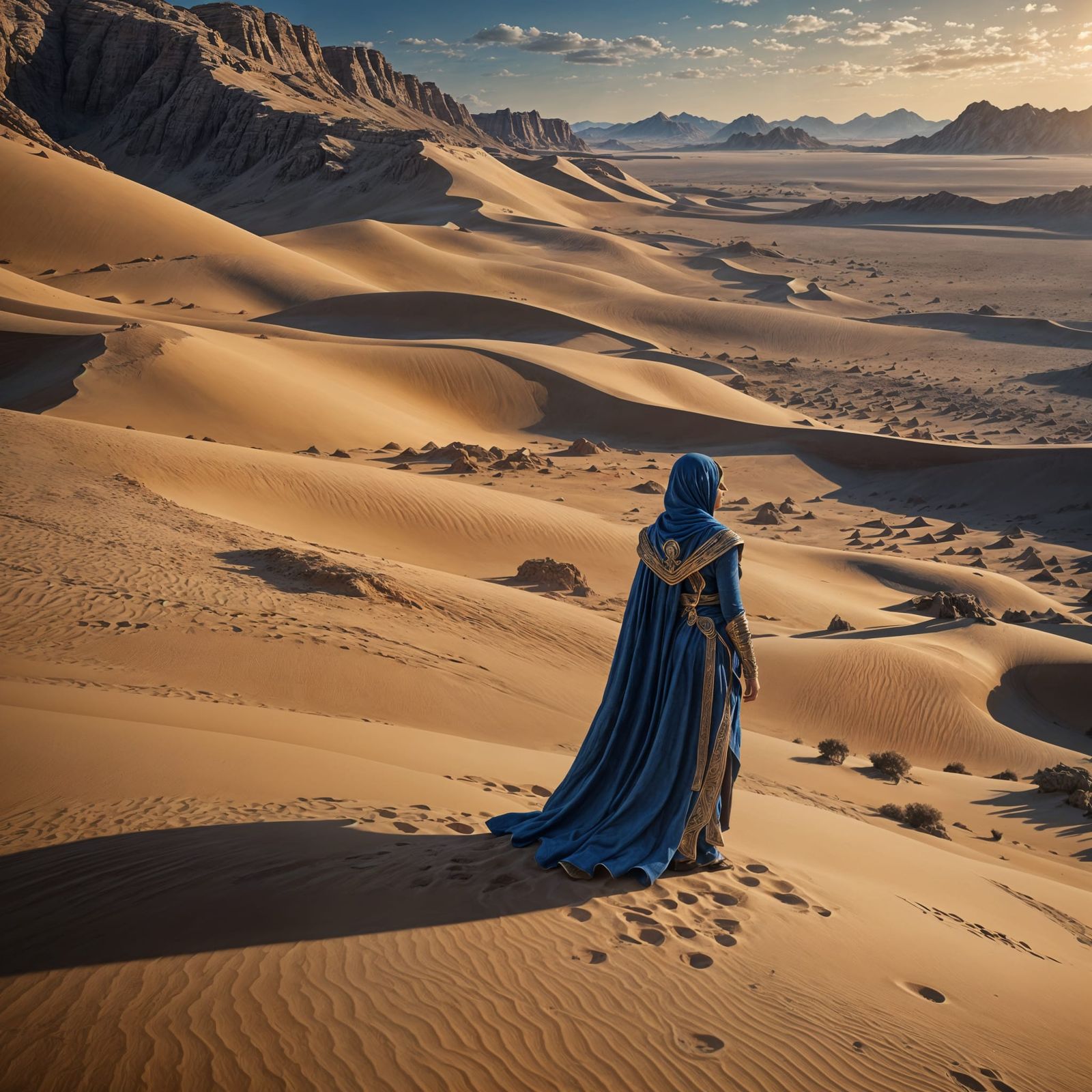 Dune Priestess in Desert Landscape: Digital Art