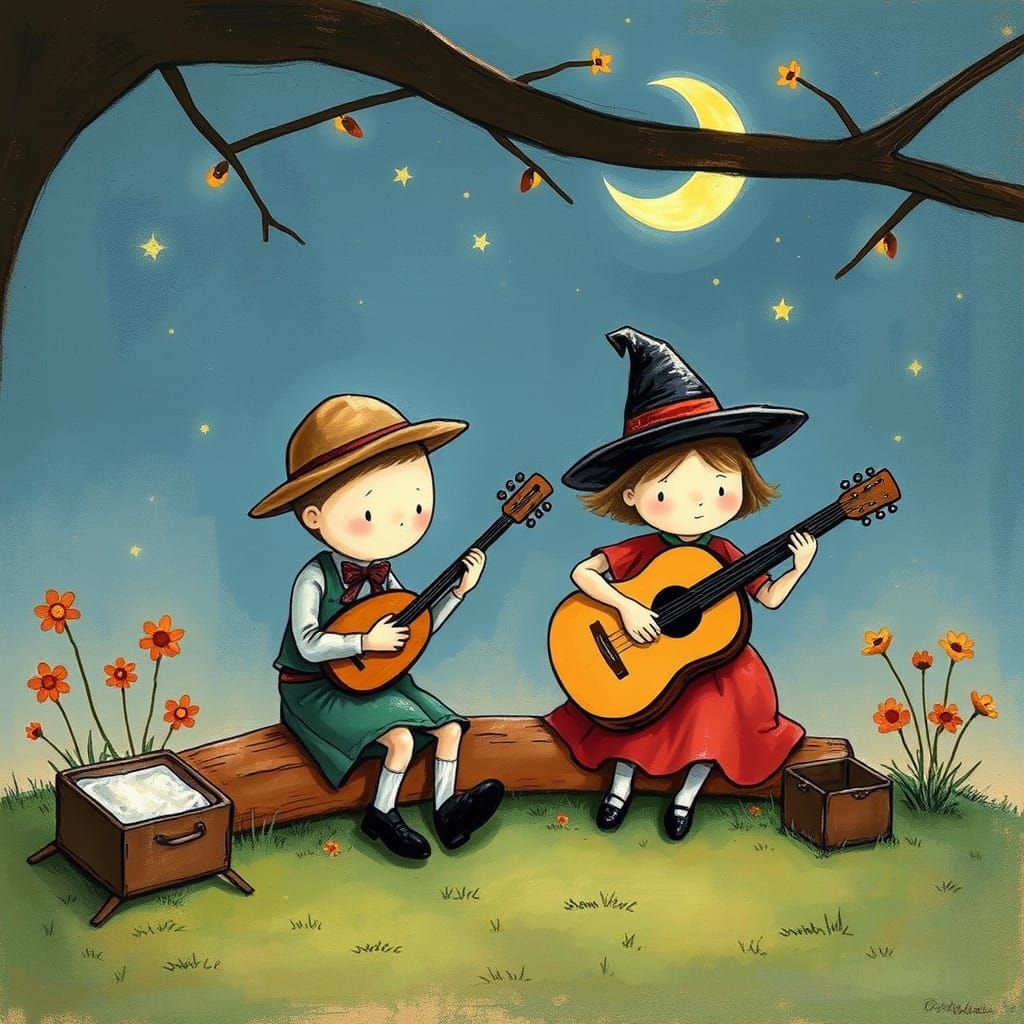 Whimsical Portrait of a Young Musician