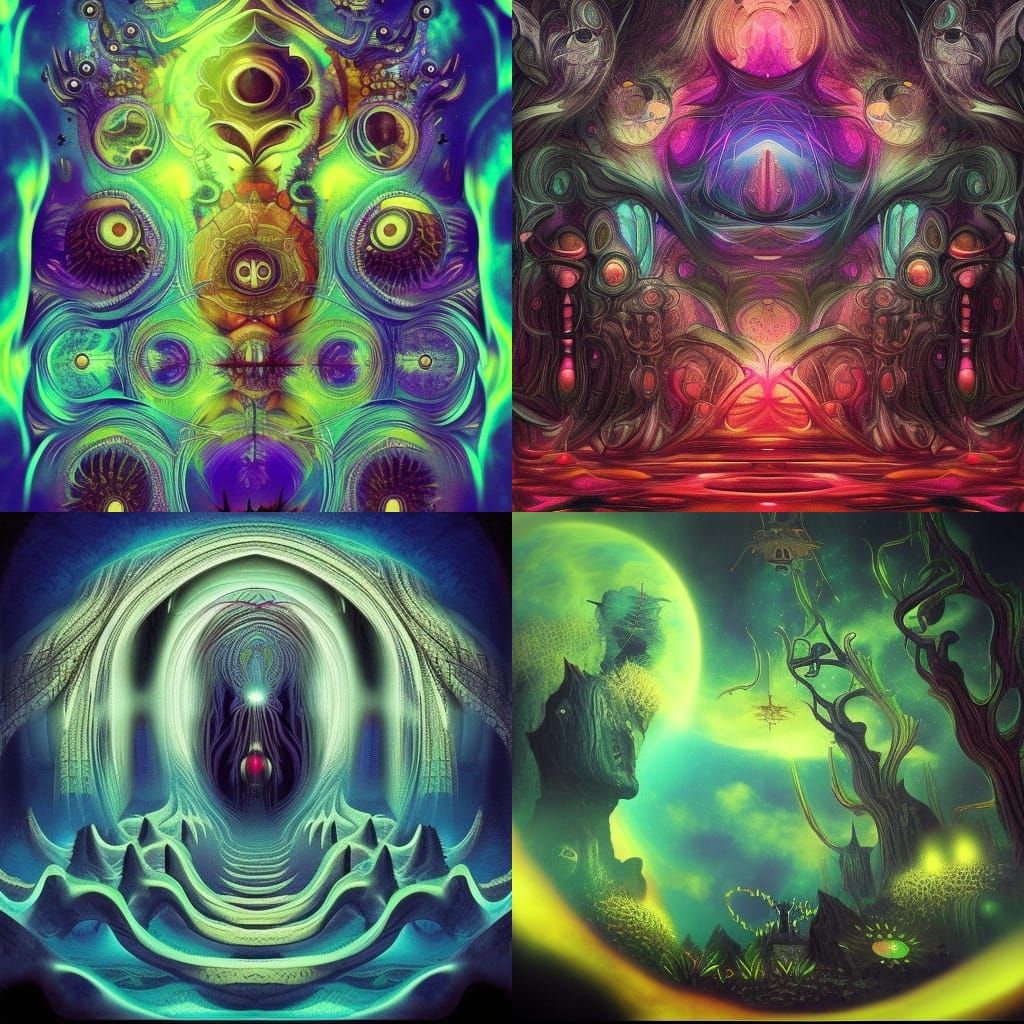 Dark Trippy Entities in Maximalist Digital Art