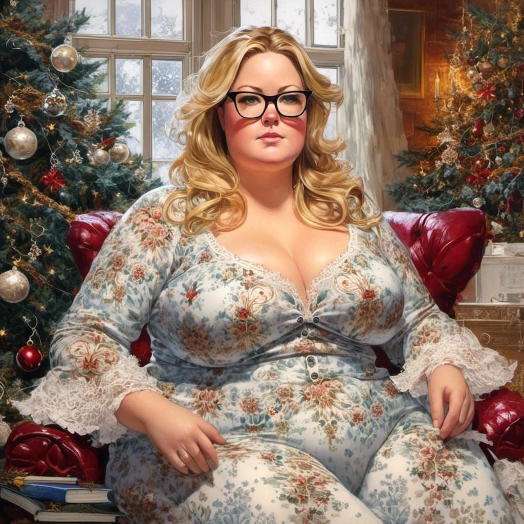 Christmas Portrait of Blonde in Fantasy Art Style