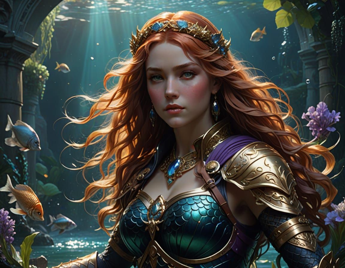 Ethereal Mermaid in Ancient Greek Armor