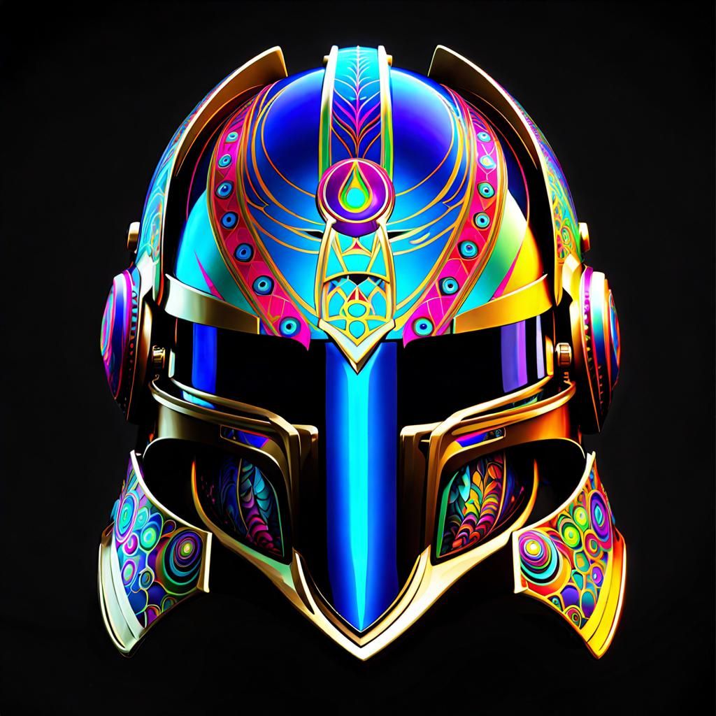 Psychedelic Fractal Helmet Mandala with Angel Number