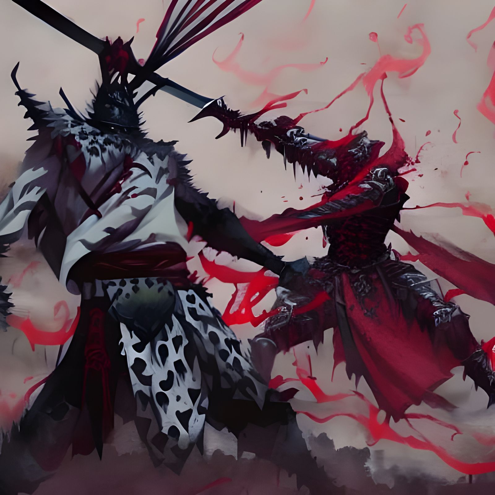 Samurai Battles Blood Magician in Horror Concept Art