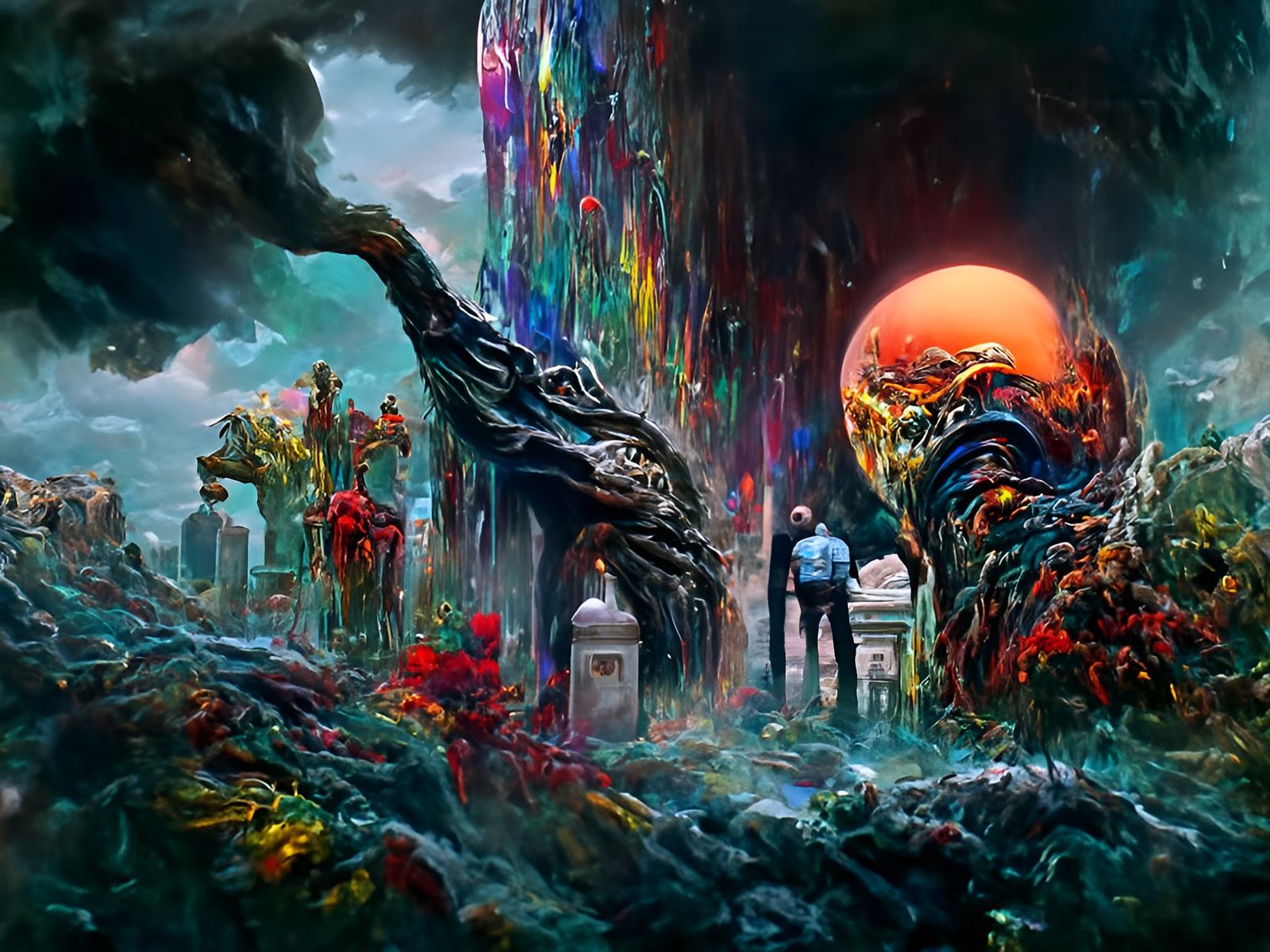 Symbolic Otherworld in Psychedelic Digital Illustration