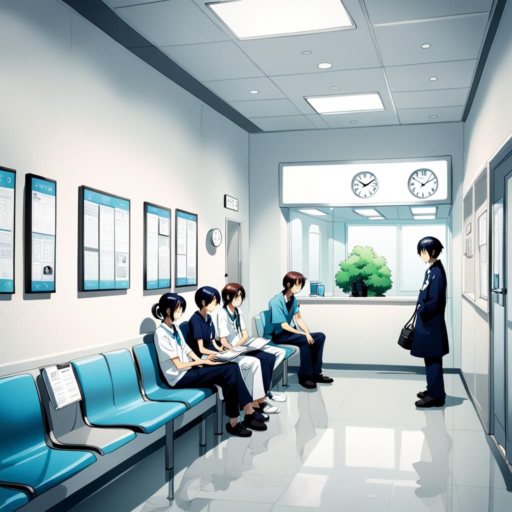 Doctor's Waiting Room in Anime Art Style
