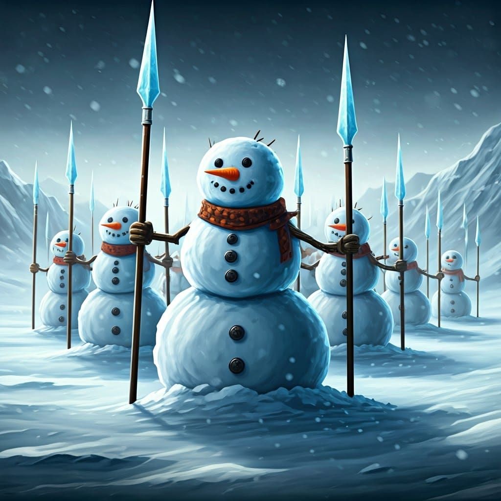 Imposing Army of Snowmen in Winter Wonderland