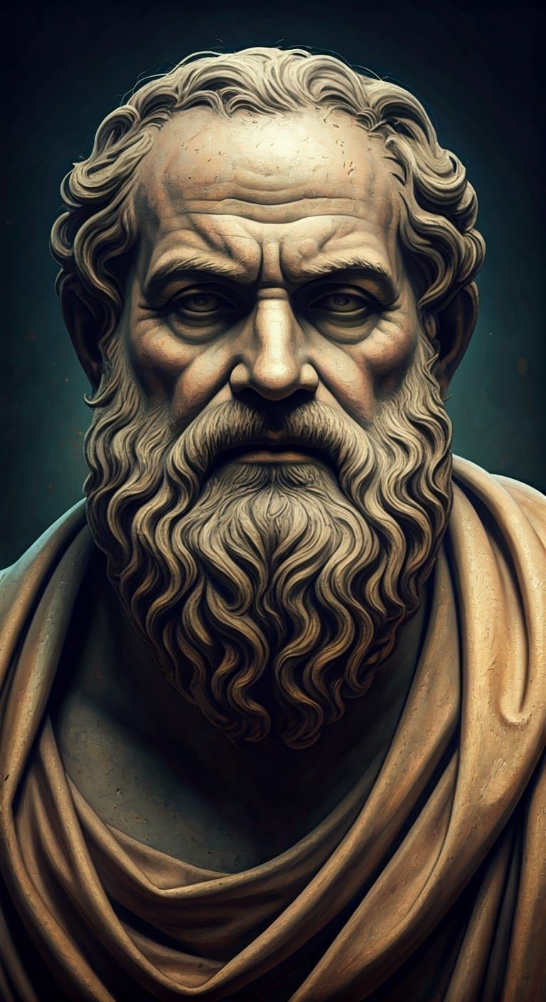 Socrates Marble Statue in Chiaroscuro Style