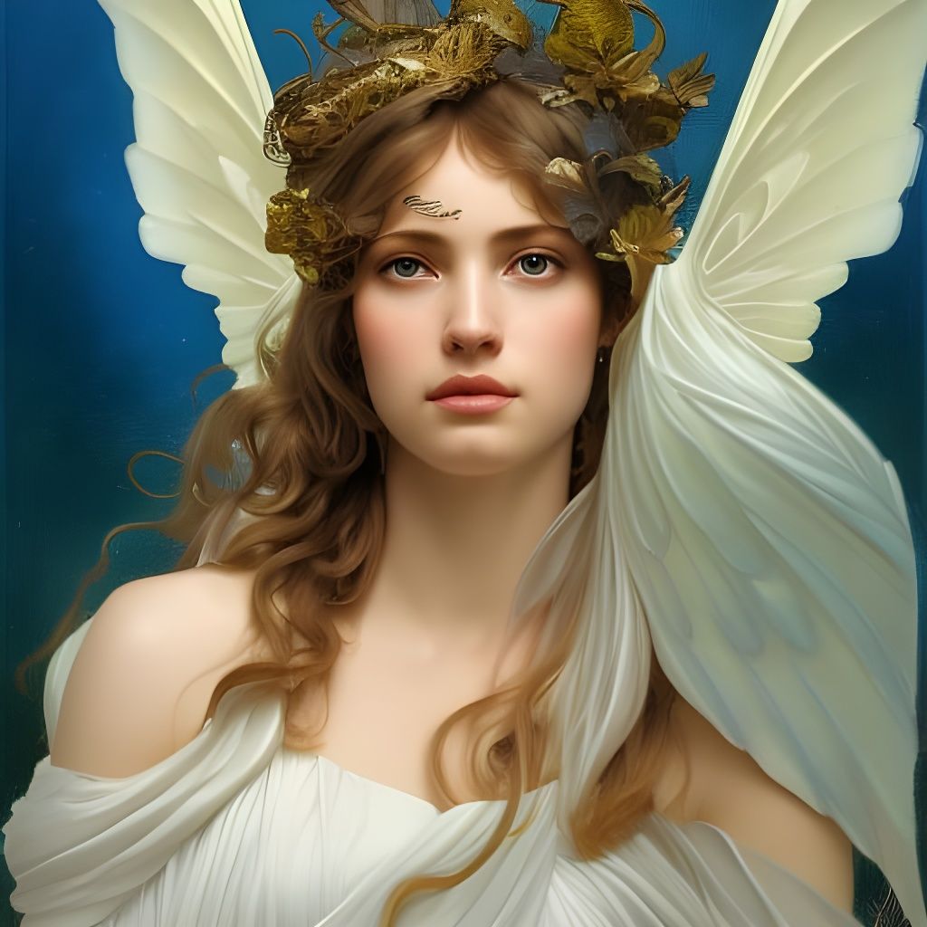 Psyche: Greek Goddess Portrait in Art Nouveau Style