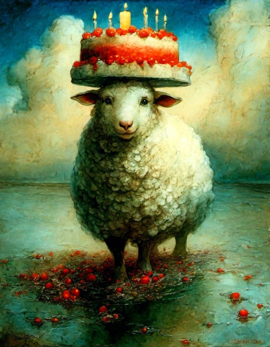 Birthday cake sheep.