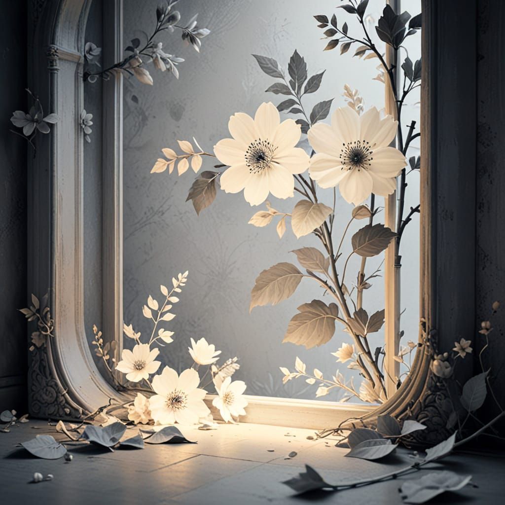 Elegant Floral Frame on Parchment Texture