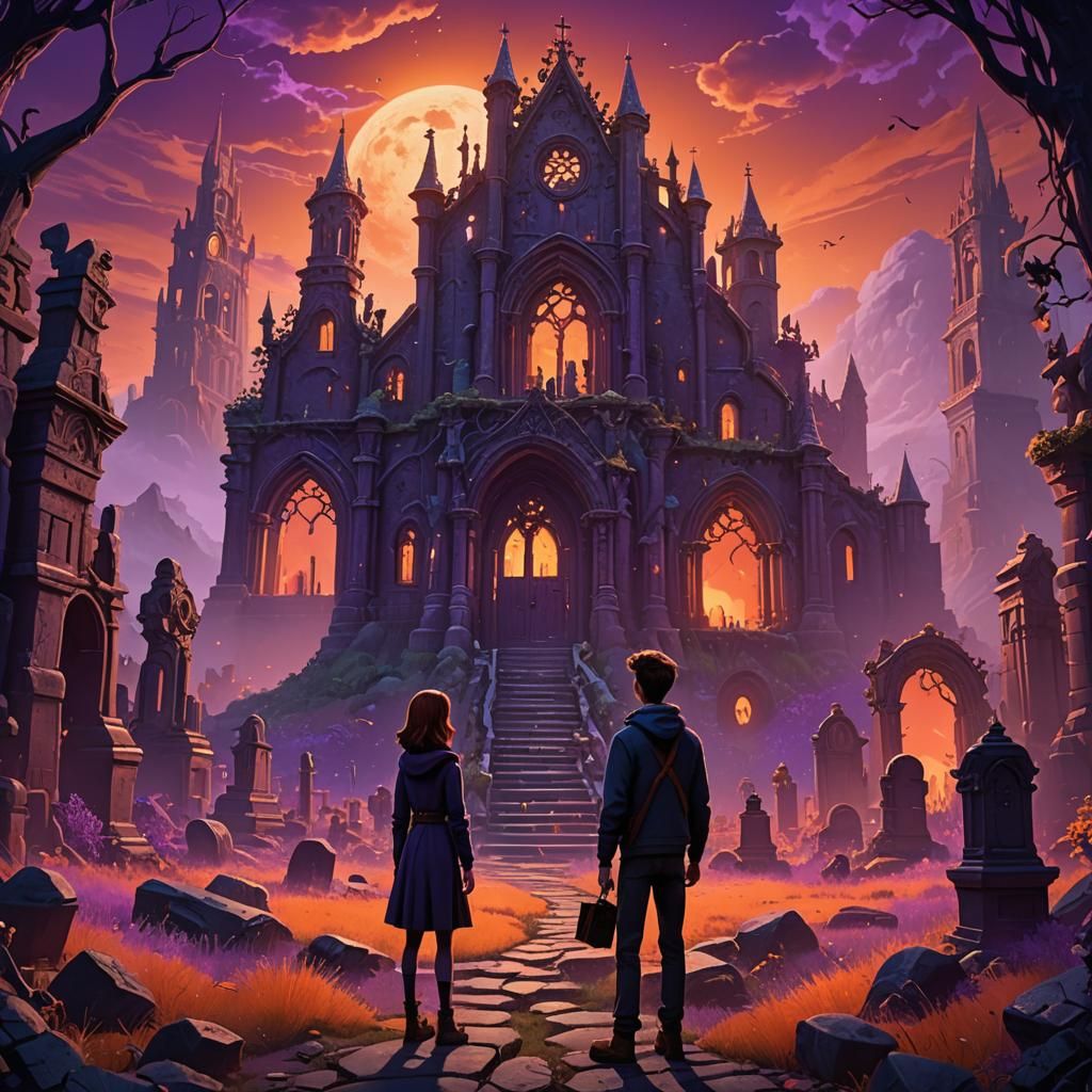 Emily and Victor Van Dort in Graveyard, 3D Rendered