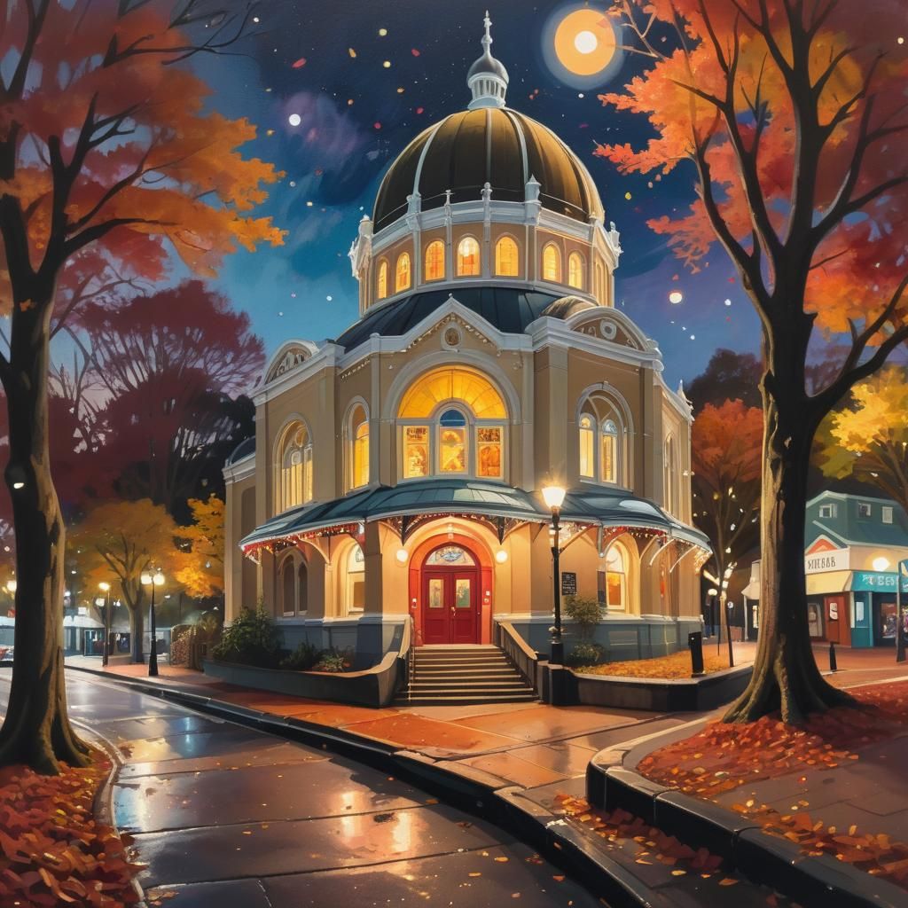 Brighton Dome in Gouache Painting Style