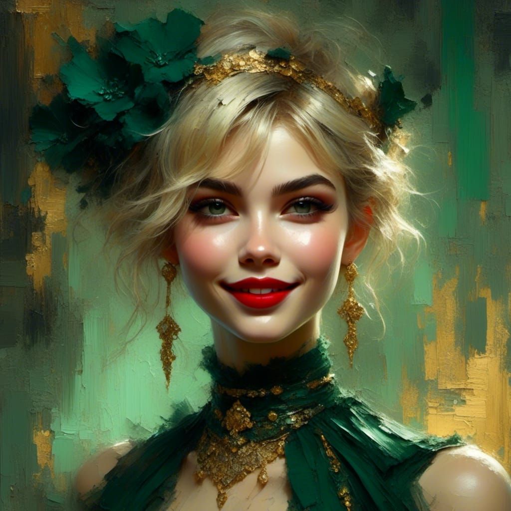 Gothic Queen with Blonde Pixie Cut as Digital Art
