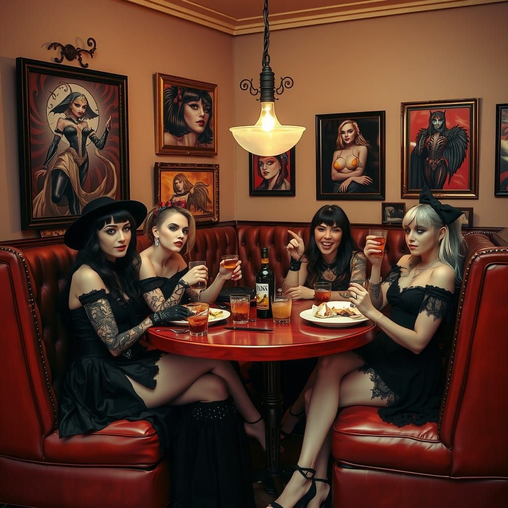 Gothic Girls in Night Cafe Studio