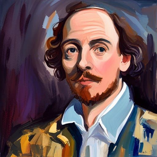 Shakespeare Inspired Portrait in Gouache Style