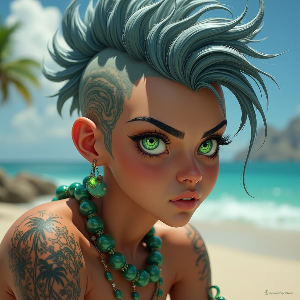 Ethereal Fantasy Goddess in Soft Green Glow