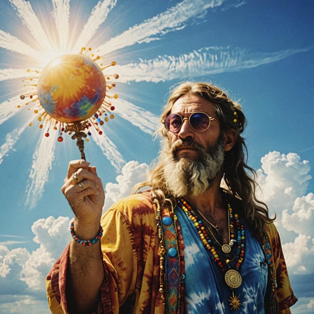 Zeus as 70s Hippie God in Sunshine
