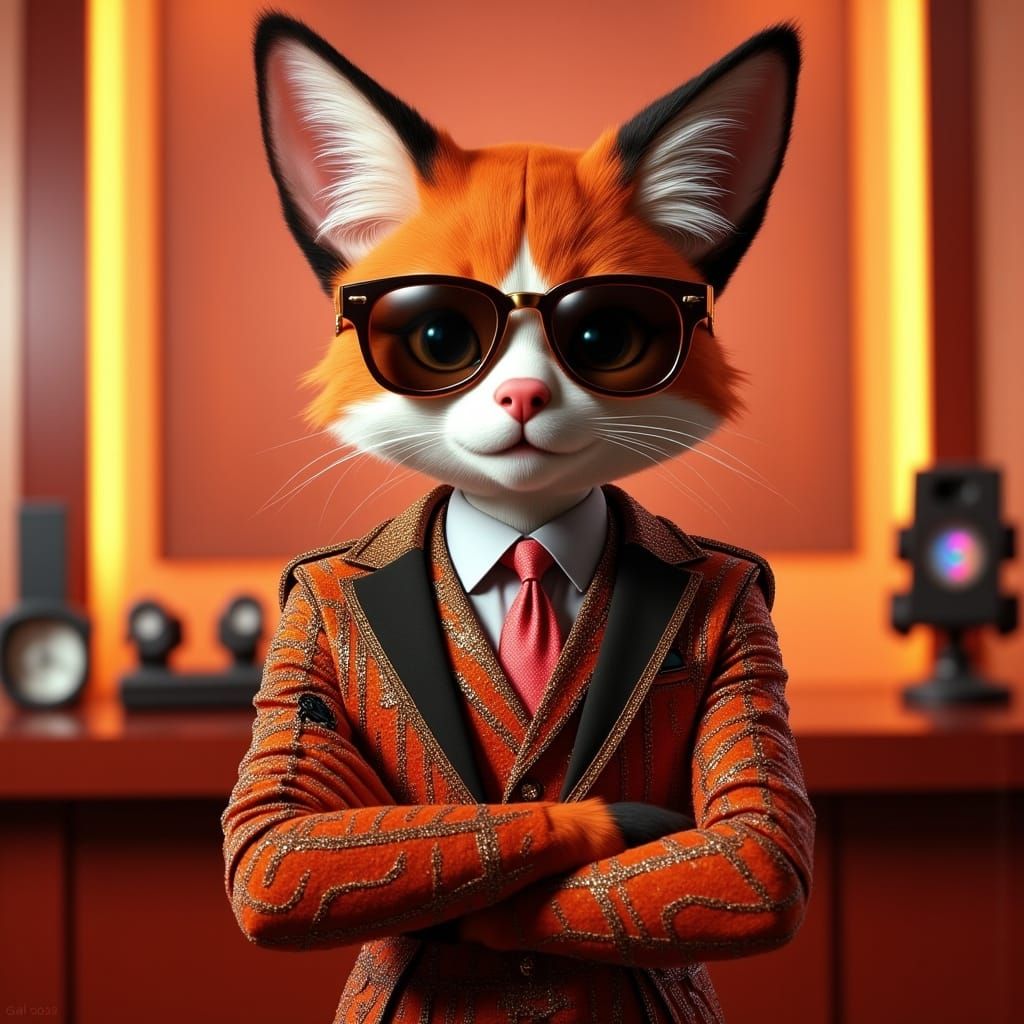 Sleek Tabaxi in Swanky Office Attire