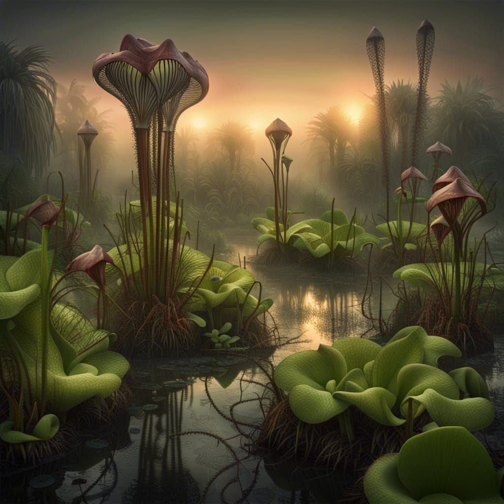 Giant Carnivorous Plants in Subtropical Wetland