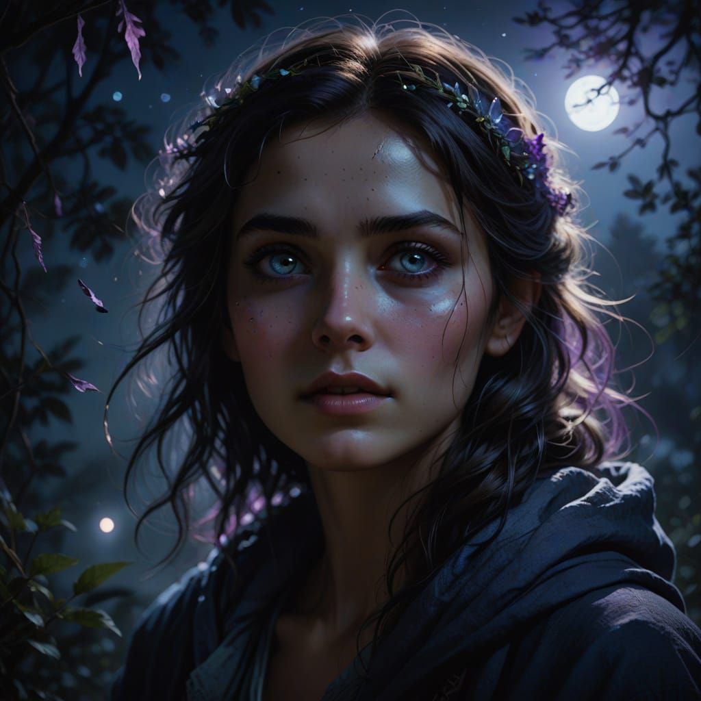 Enchanting Woman in Soft Moonlight
