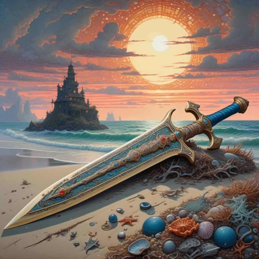 Jewel Encrusted Sword on a Forgotten Beach