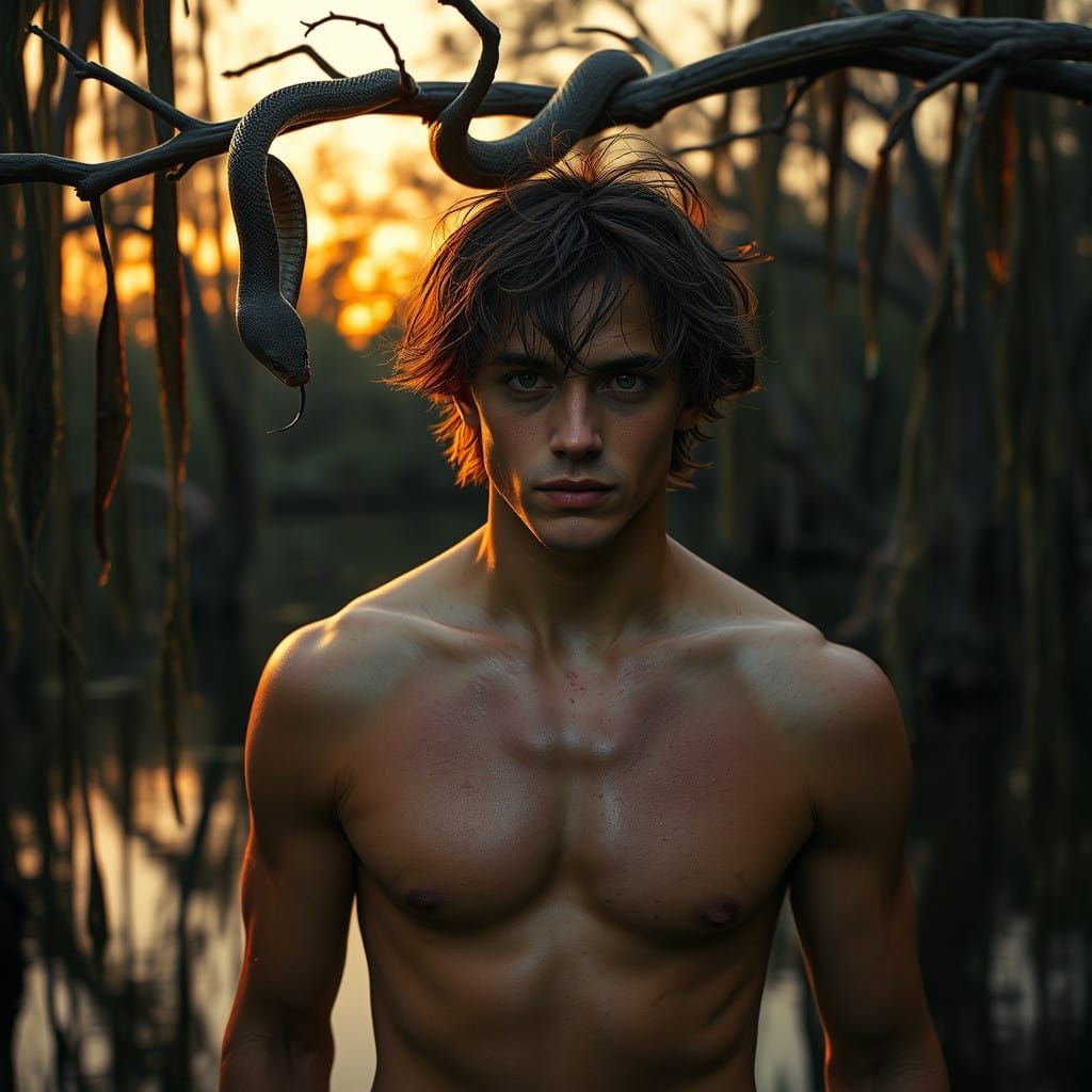 Sculpted Hero Stands at Bayou's Edge