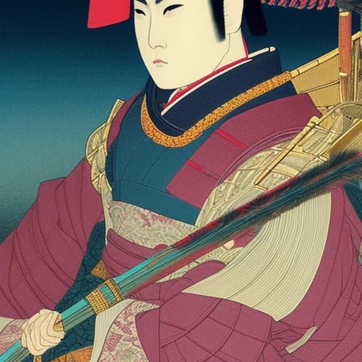 Samurai Warrior in Ukiyo-e Style