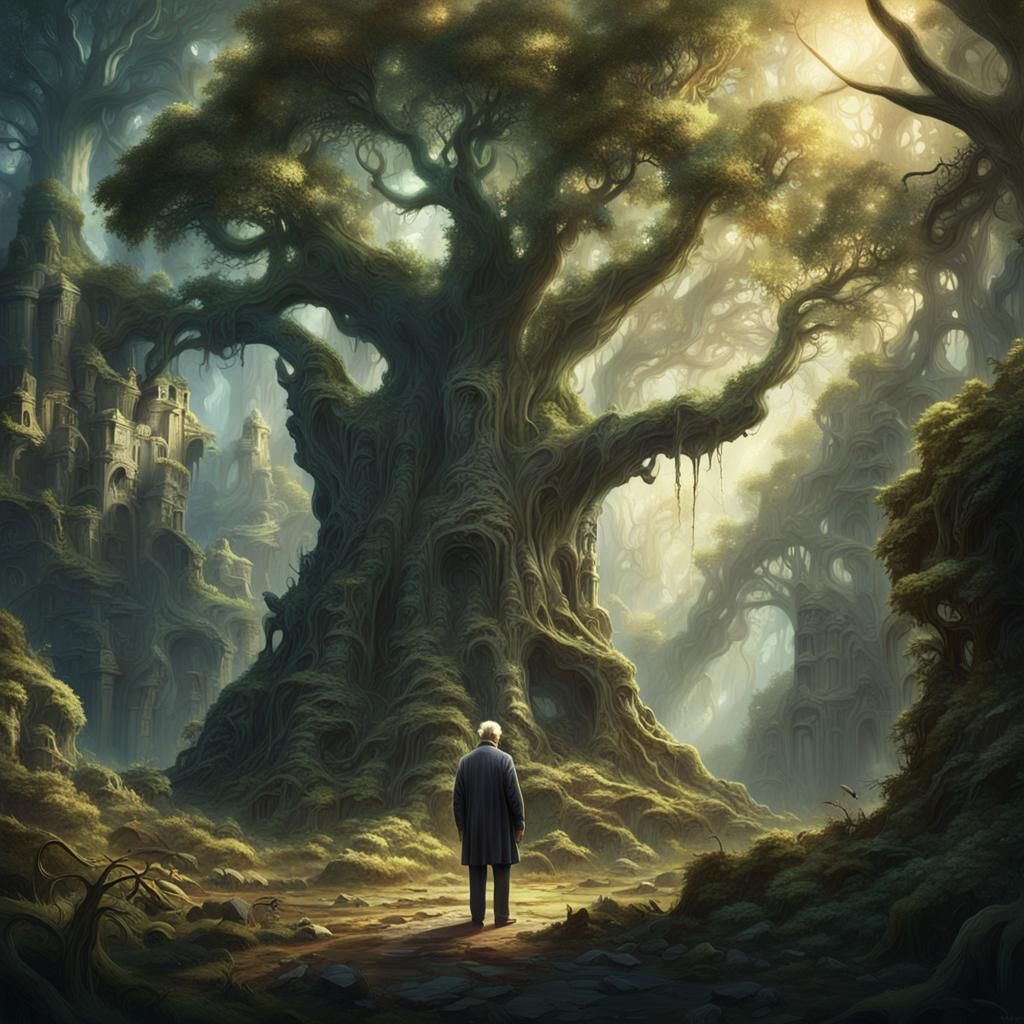 Mystical Forest: Elderly Man in a Matte Painting